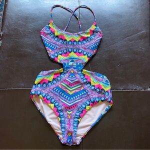Mara Hoffman psychedelic print one piece swimsuit size small